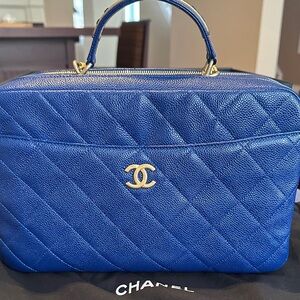 Chanel Royal Blue Quilted Cosmetic Case